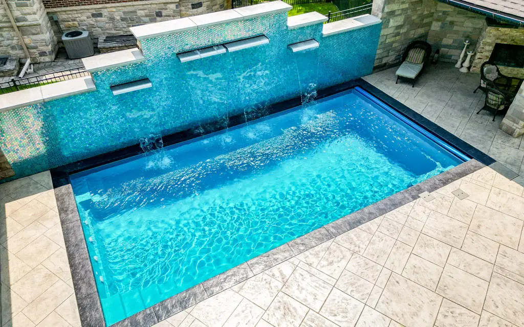 Cypress Pools & Spas showcases the Leisure Pools Supreme fiberglass swimming pool